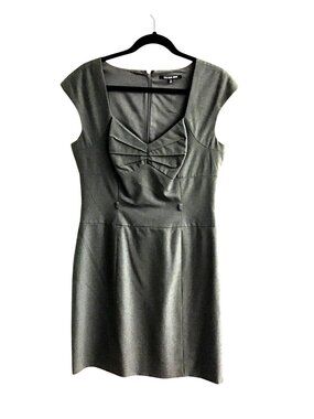GIANNI BINI- WOMENS GREY BACK ZIP-UP CLOSURE MIDI DRESS SIZR 10  Missing belt.